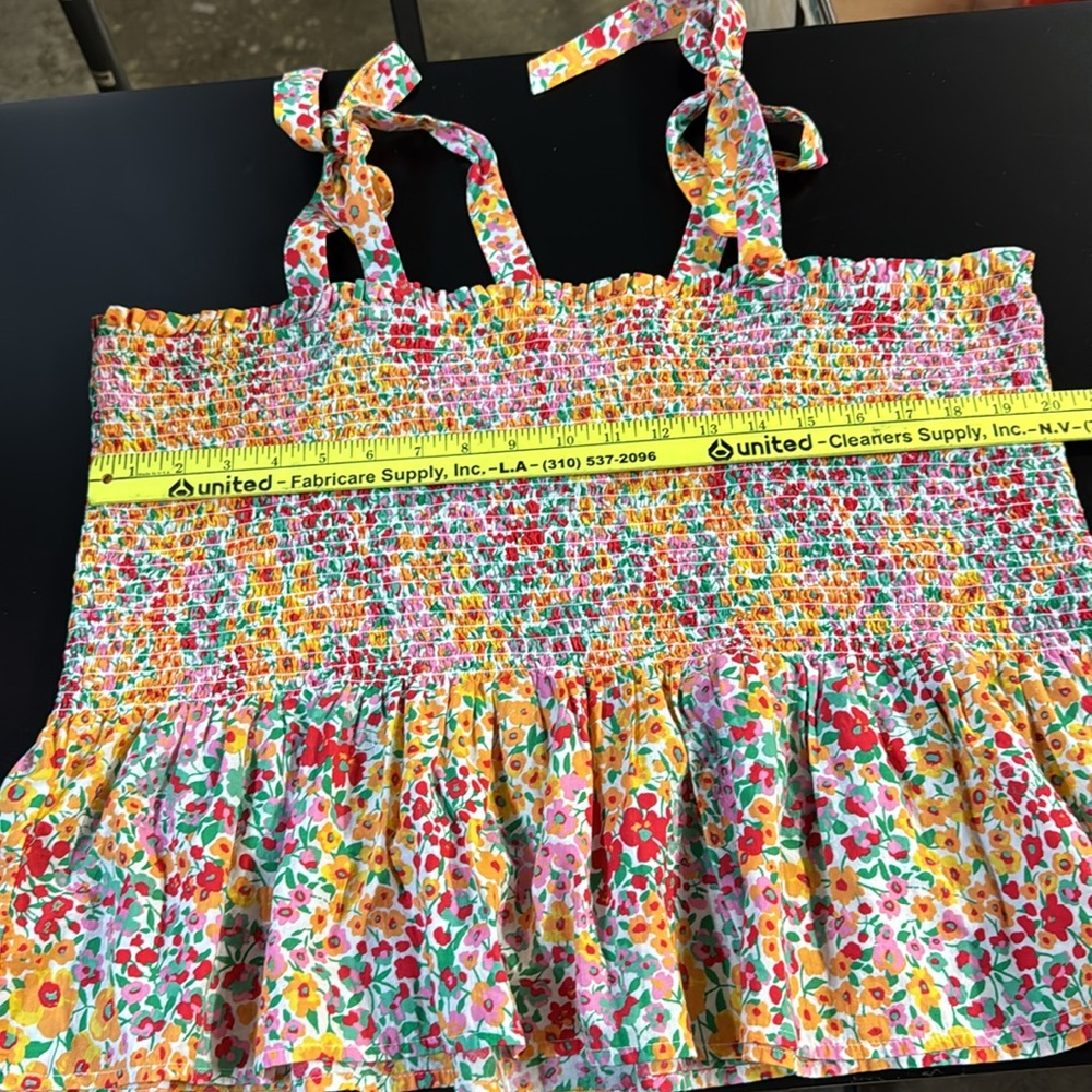 J. Crew  Top Dainty Floral Print Cotton Size 2X Peplum Elastic Body  Adjustable - Picture 12 of 13